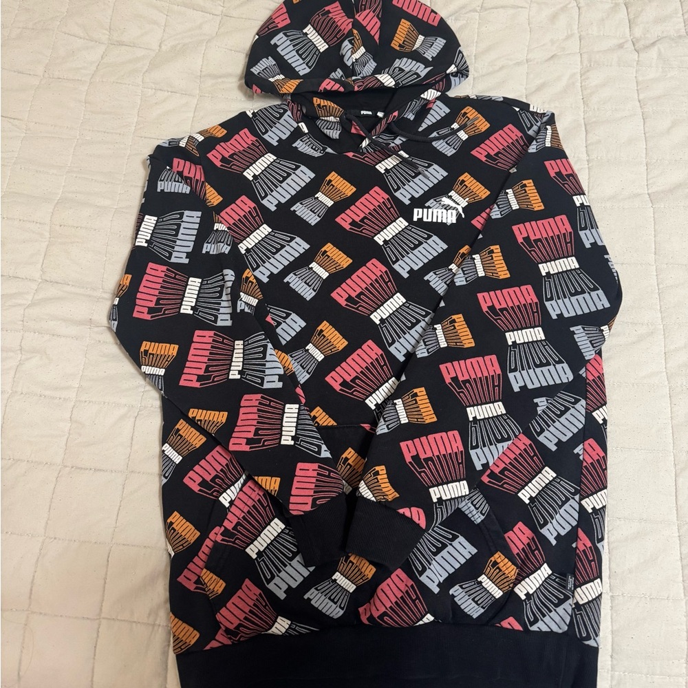 Puma Graphic Hoodie Black 2022 Streetwear Unisex Size M